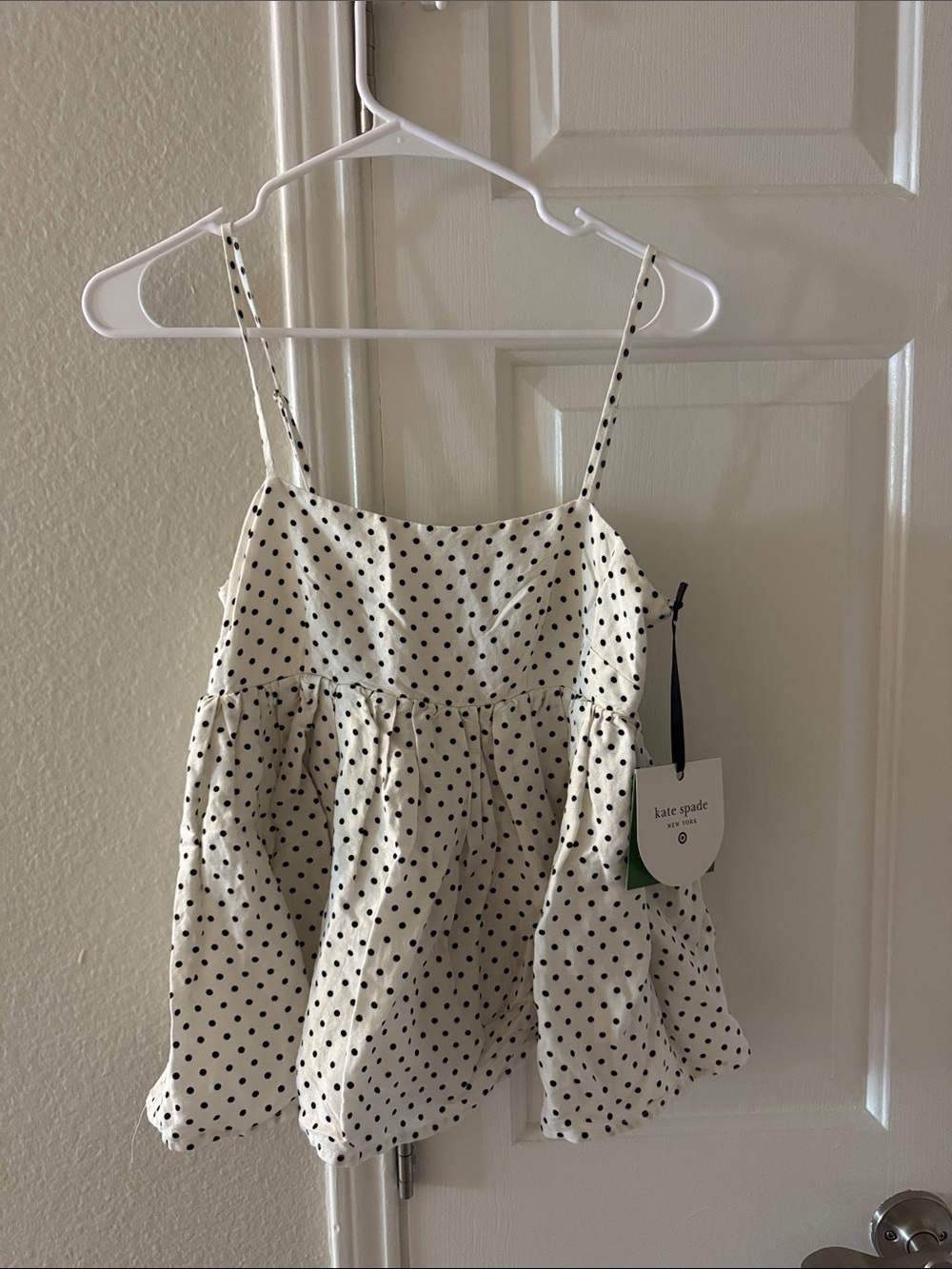 NWT kate spade Cream and Black Polka Dot Spaghetti Strap Camisole